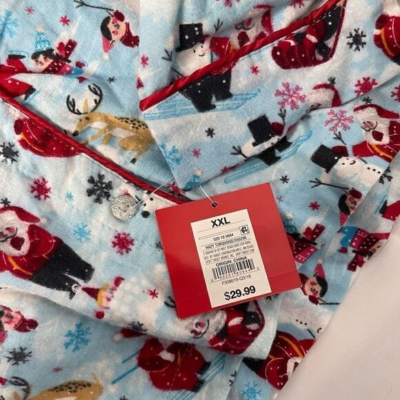 Target Wondershop Women's Light Blue Santa Notch Collar Button up Coat Style Paj - Picture 6 of 14